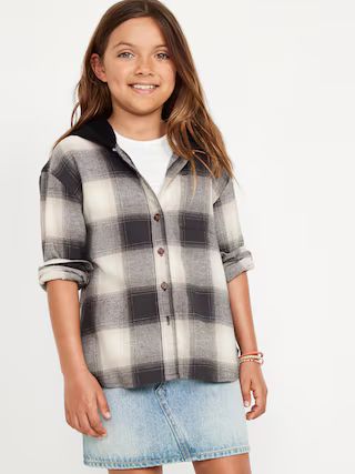 Long-Sleeve Hooded Flannel Shirt for Girls | Old Navy (US)