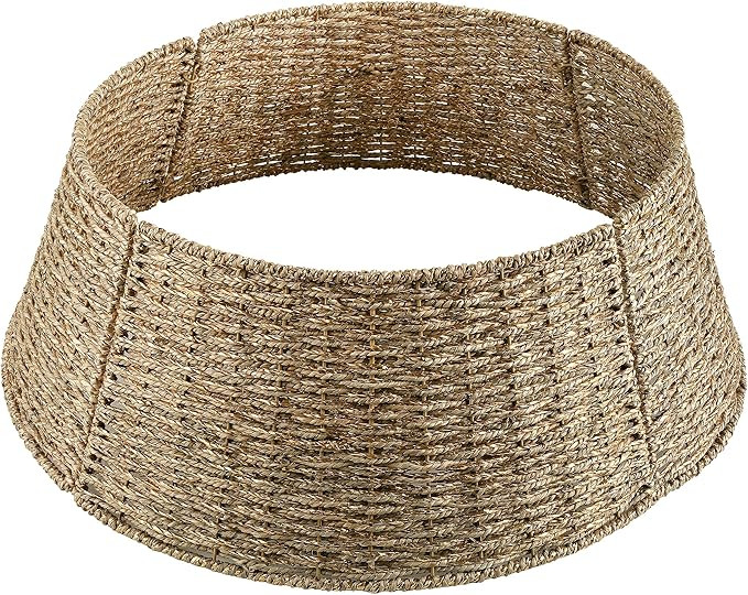 Feirui - Artificial Christmas Tree Collar Basket Handwoven Golden Fabric and Yellow Rattan Skirt,... | Amazon (US)