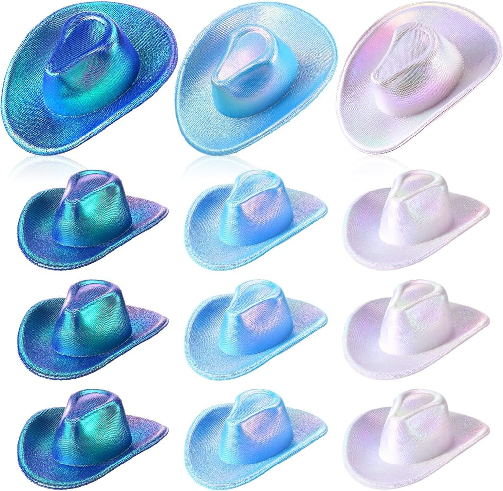 Mini Western Cowboy Cowgirl Hat Small Disco Toy Hat Neon Holographic Space Doll Hat Dollhouse Dec... | Amazon (US)