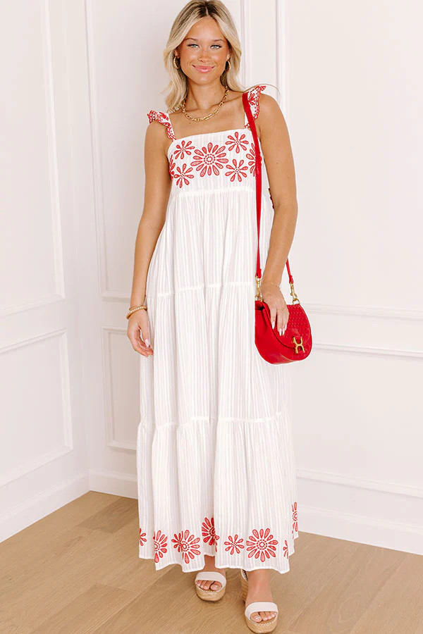Blossom Voyage Embroidered Maxi Dress | Impressions Online Boutique