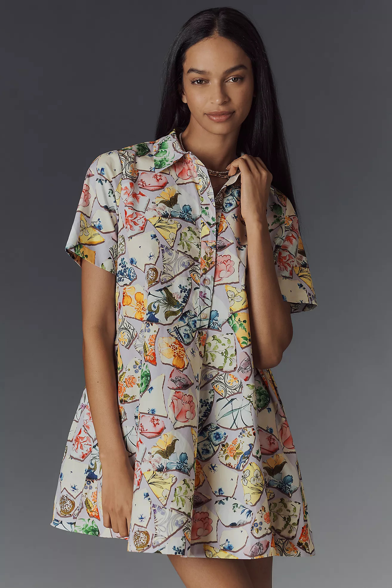The Pollie Short-Sleeve Swing Tunic Mini Dress | Anthropologie (US)
