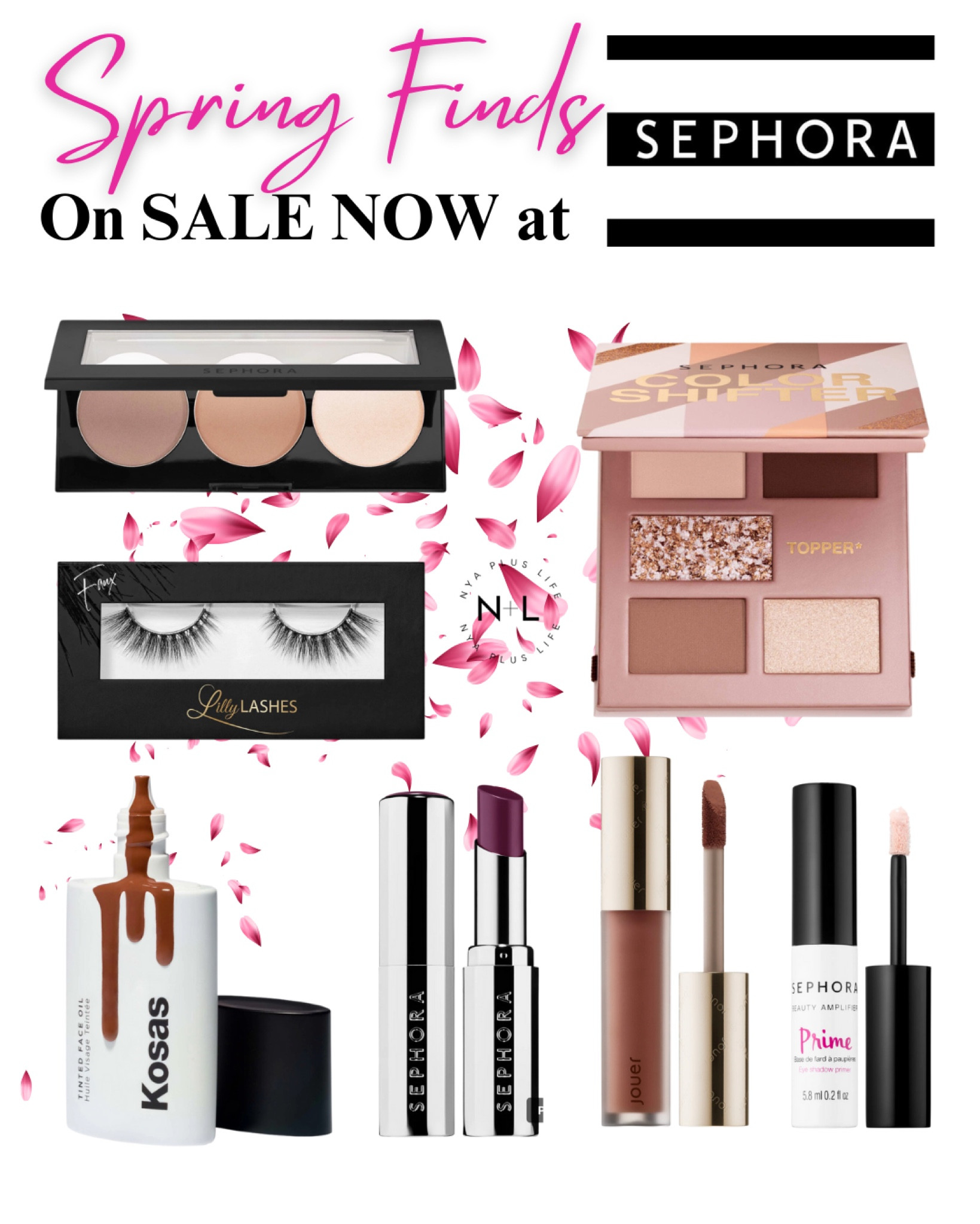 Check out these Sephora deals on sale Now!
Sephora sale, foundation, highlighter, lashes, eyeshadow 