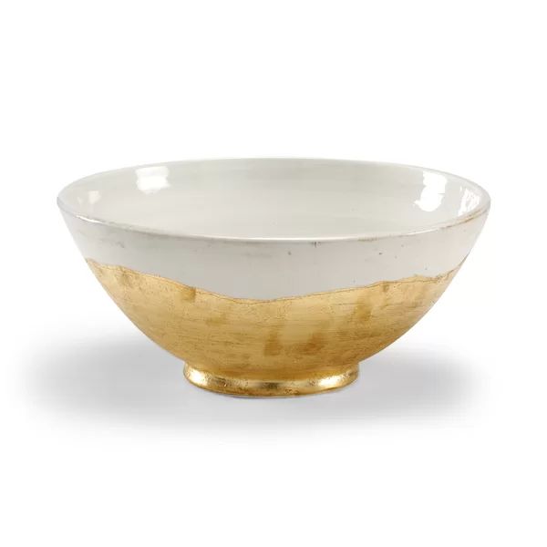 Ceramic Decorative Bowl in White/Gold | Wayfair North America