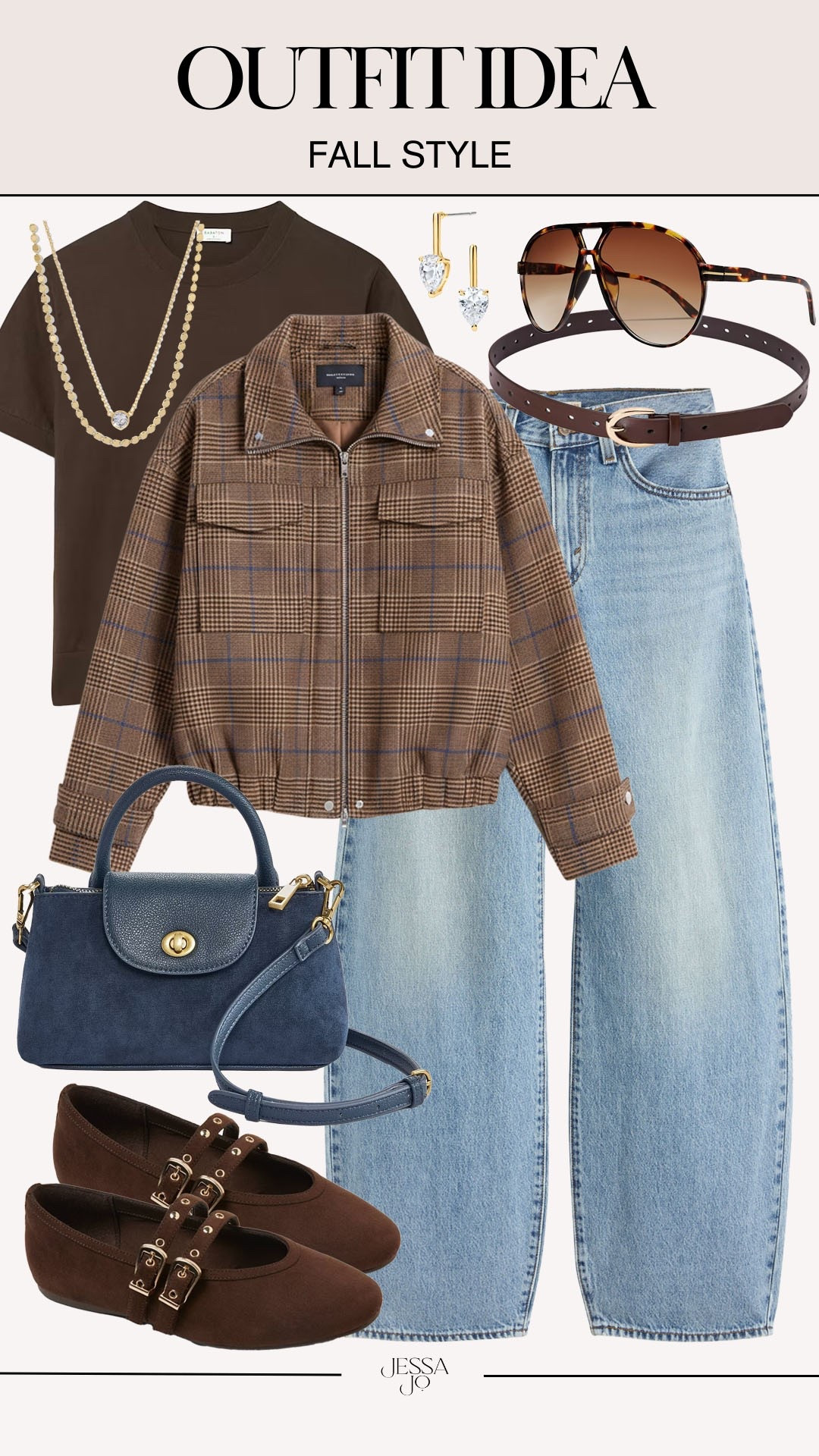Trendy fall style. Fall outfit idea. Target plaid jacket. Flattering denim. Blue suede handbag. Target brown fall flats.

#LTKSeasonal #LTKgrwm #LTKootd