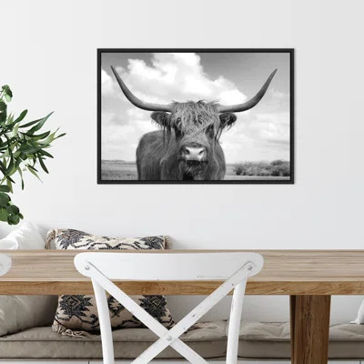 Highland Cow On The Ranch By Andre Eichman Framed Canvas Wall Art Print | Wayfair North America