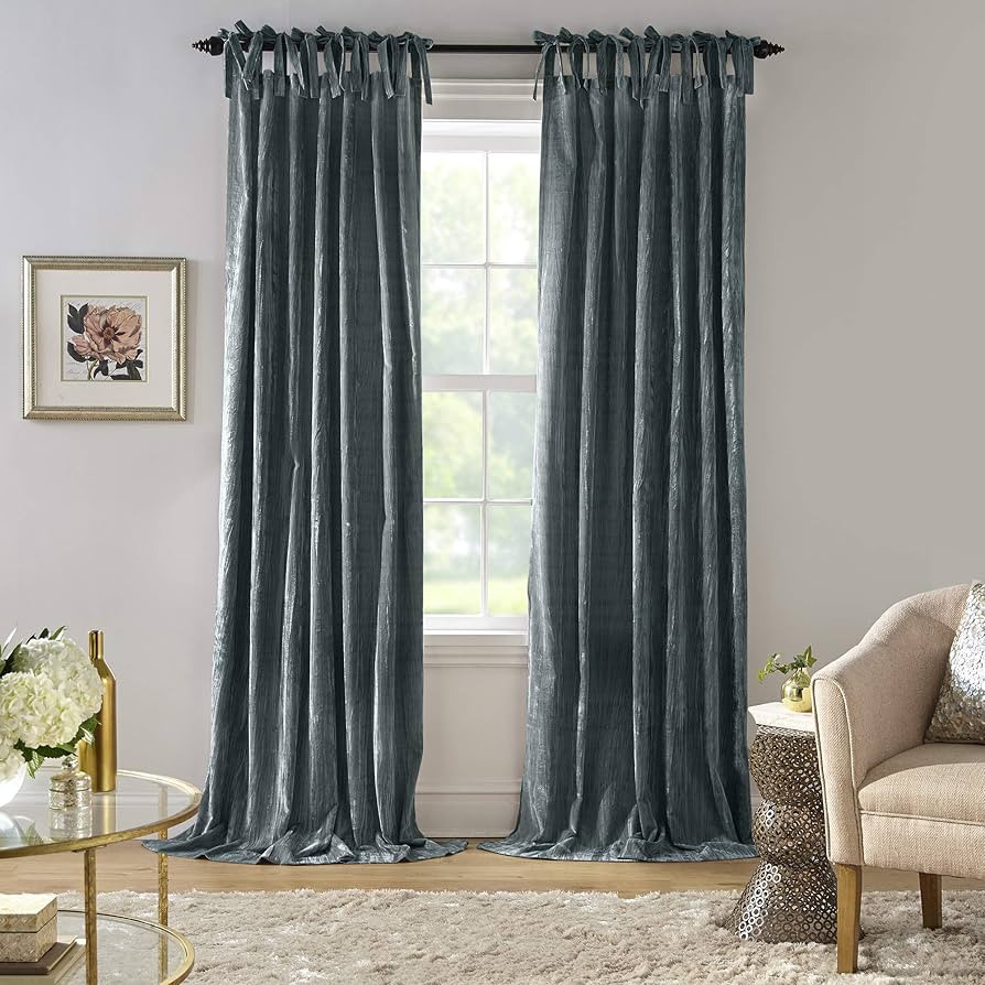 Elrene Home Fashions Korena Tie-Top Crushed Velvet Window Curtain Panel, Rustic-Chic Curtain Pane... | Amazon (US)