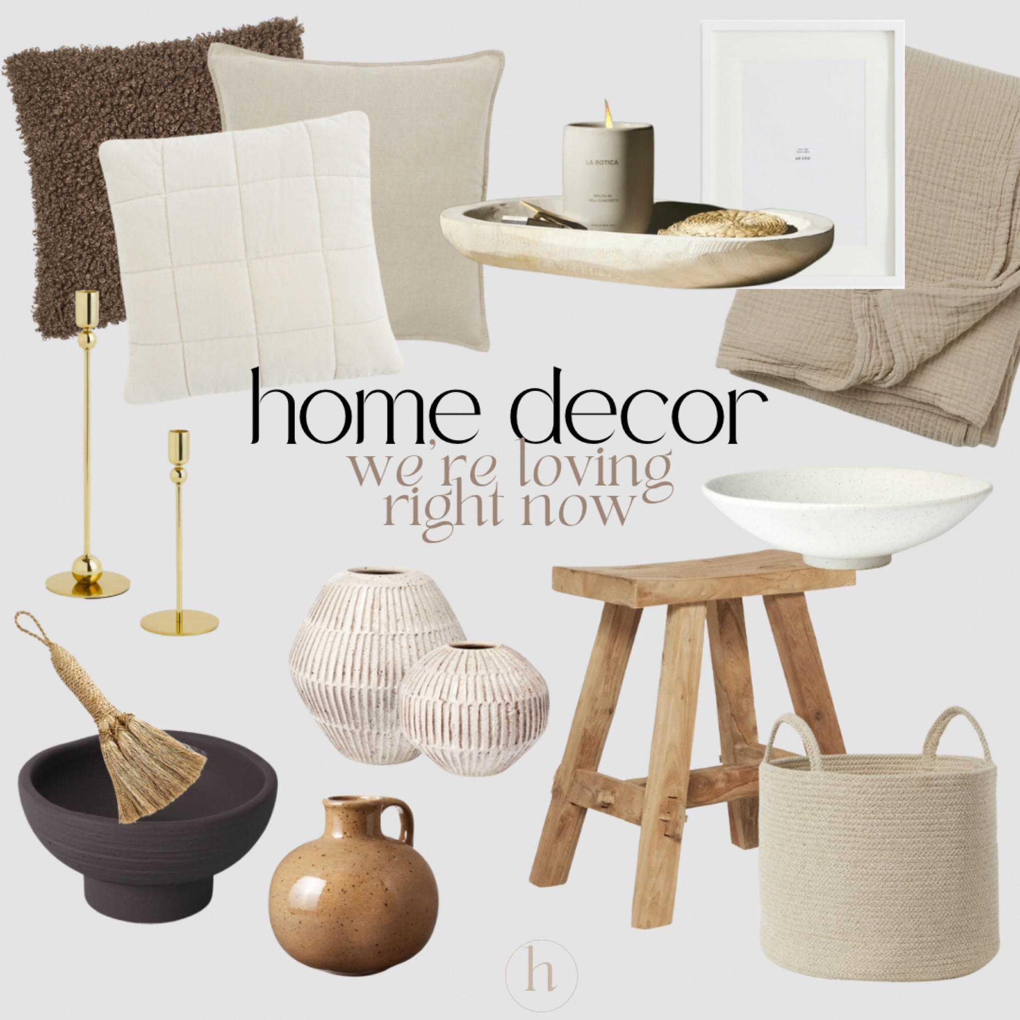 NEUTRAL HOME DECOR

wood stool, jute basket, shelf decor, coffee table decor, picture frame, throw blanket, throw pillows, candlesticks, fall decor 

#LTKhome #LTKSeasonal #LTKunder50