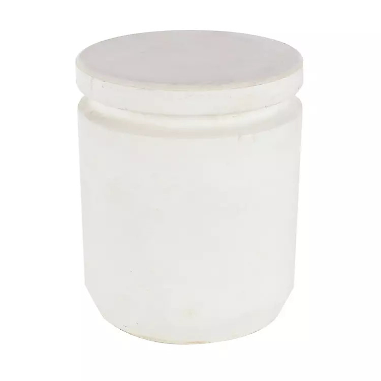 Distressed White Clay Drum Garden Stool | Kirkland's Home