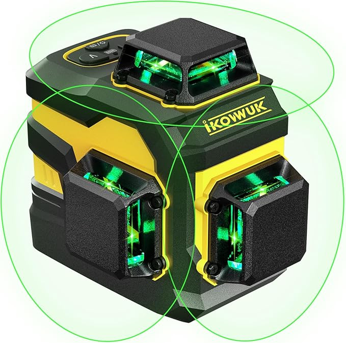 IKOVWUK Laser Level, 3x360° Cross Line Laser for Construction and Picture Hanging, 12 Green Lase... | Amazon (US)