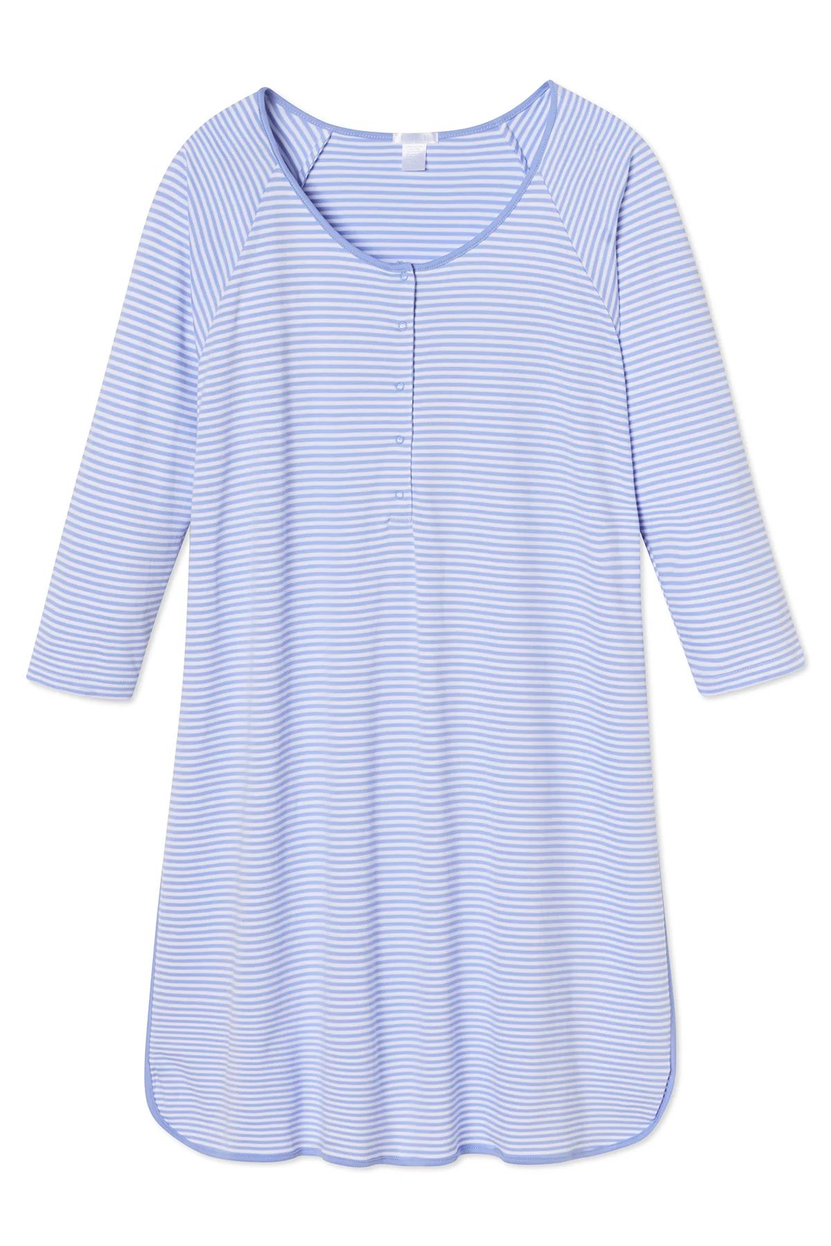 Pima Maternity Long Sleeve Nightgown in Hydrangea | Lake Pajamas