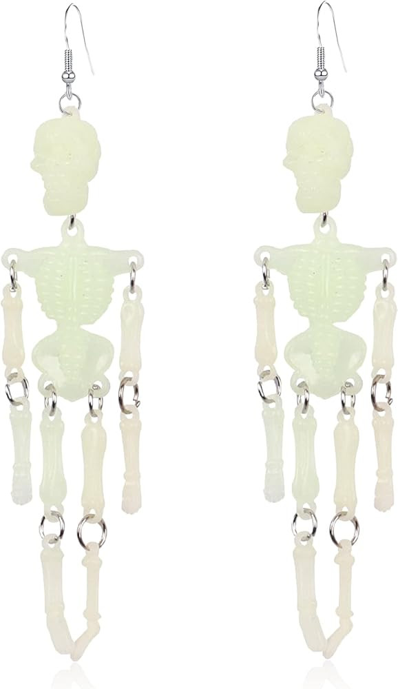 Goth Halloween Skeleton Skull Earrings Spooky Skull Skeleton Long Tassel Dangle for Women Costume... | Amazon (US)