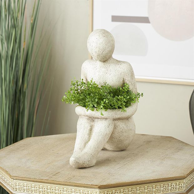 Person Sitting Sculpted Modern Garden Planter | Antique Farm House