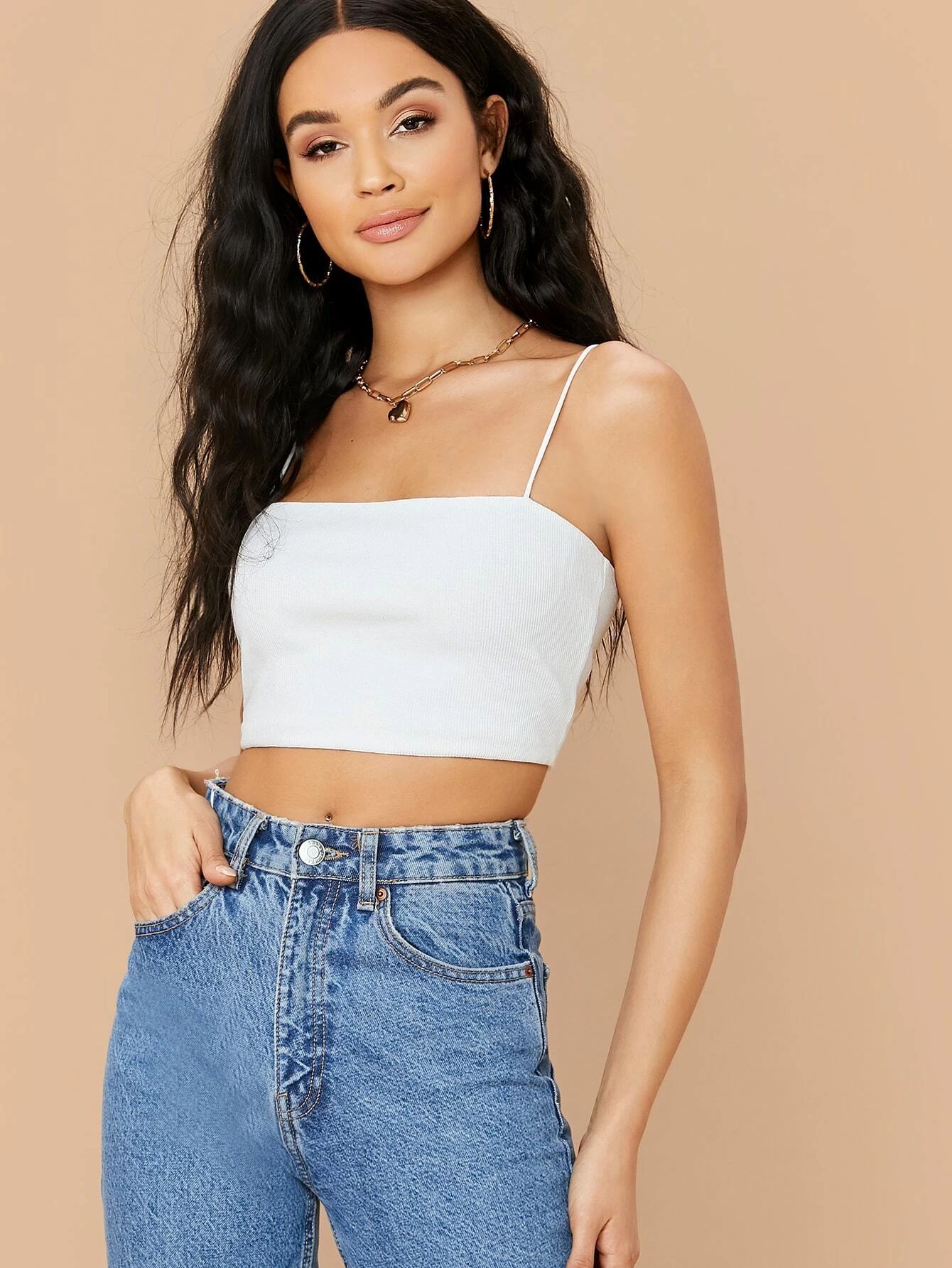 Ribbed Cami Cropped Cami Top | SHEIN