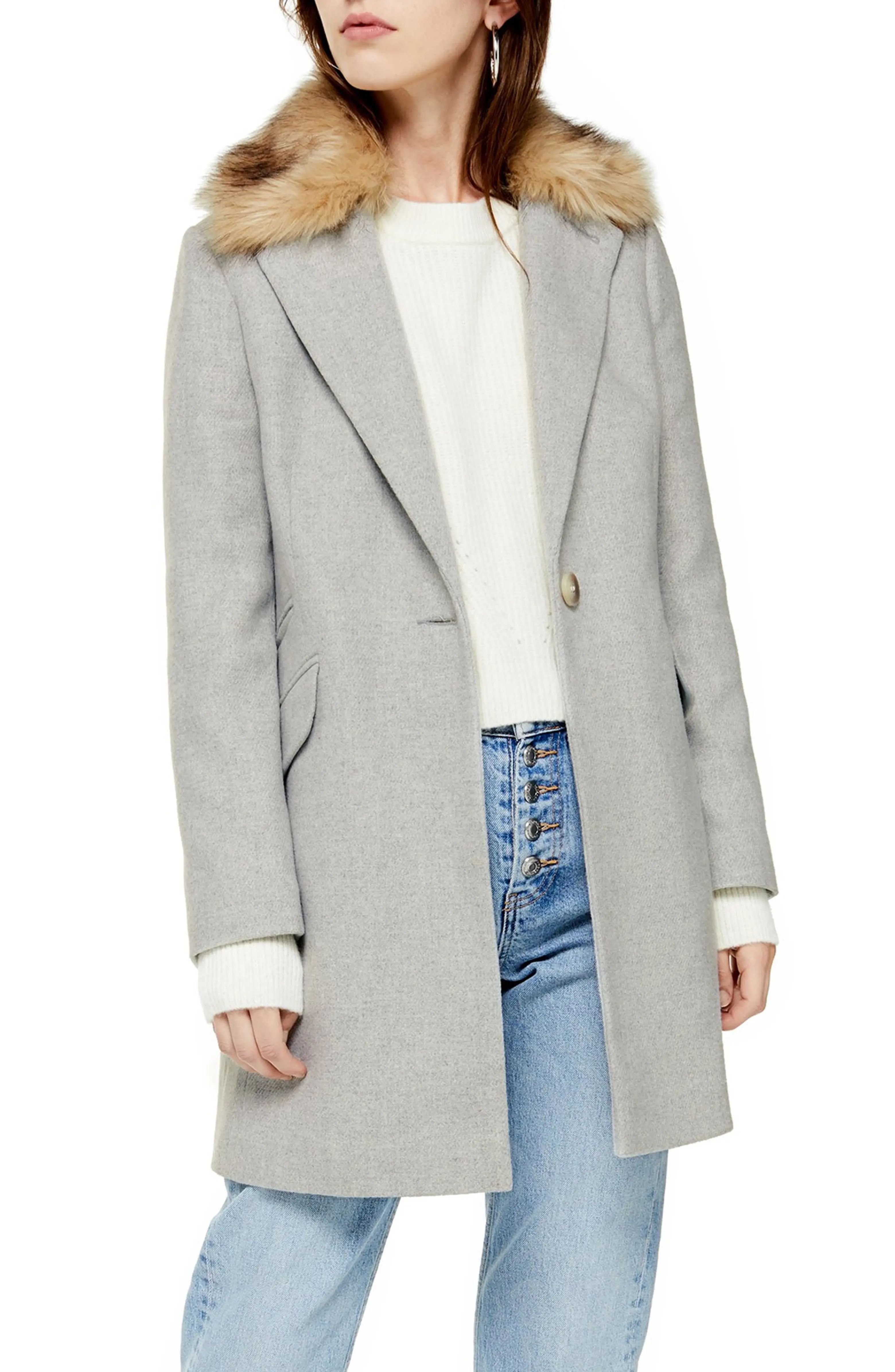 Monica Faux Fur Collar Coat | Nordstrom