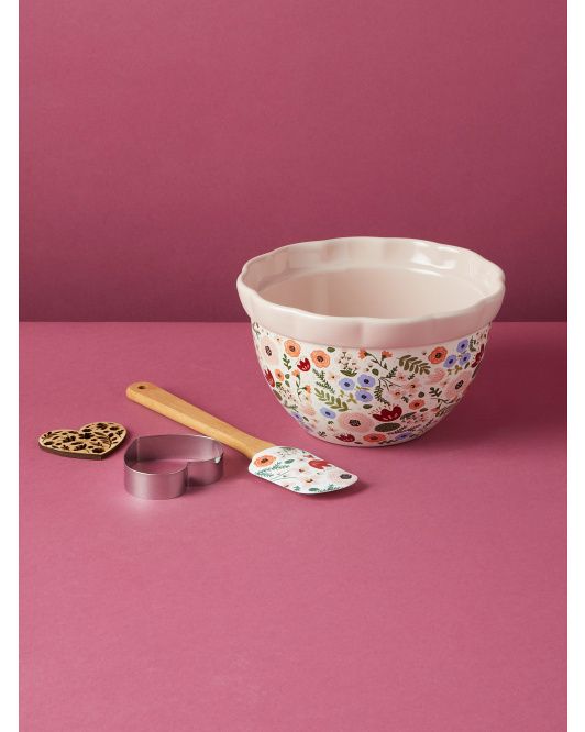 3pc Fluted Rim Floral Mixing Bowl Set | Bakeware | HomeGoods | HomeGoods