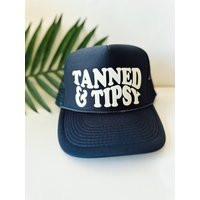 Tanned & Tipsy Trucker Hat, Womens Lake River Navy Blue Hat | Etsy (US)