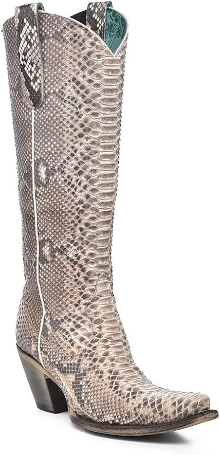 Corral Boots Women's Handcrafted Exotic Western Boots | Snip Toe Tall Cowboy Boots in Genuine Ful... | Amazon (US)