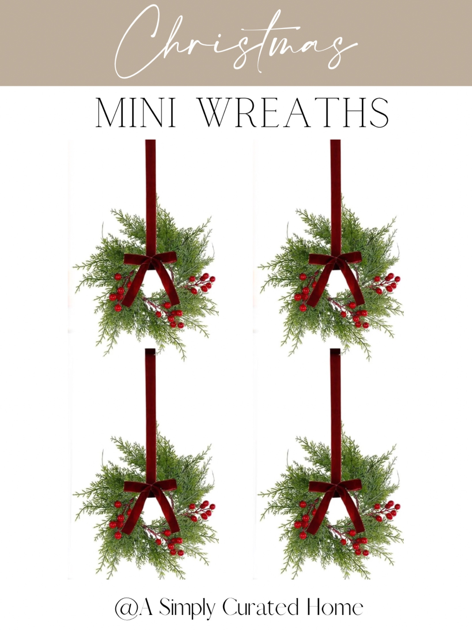 Small Christmas Wreaths with red berries and ribbon! 

#LTKSeasonal #LTKHoliday #LTKHome