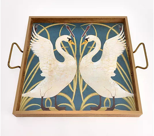 Cozy Cottage by Liz Marie 16"x16" Tray with Swan Motif | QVC