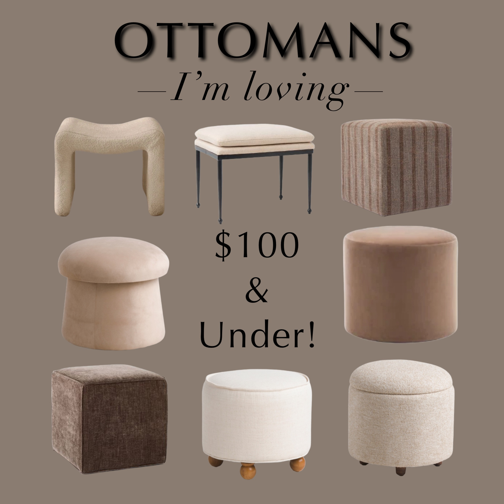 Ottomans I’m loving for the neutral lovers 🤍🤌🏽

All ottomans mainly $100 or less 🙌🏽

Ottomans | storage | seating 

#LTKhome #LTKfindsunder100