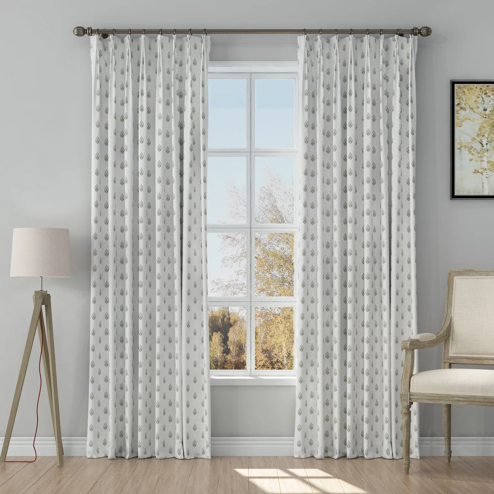 TWOPAGES Pinch Pleat Curtain 26 X 108 Inches Long Drapery 1 Panel Light Filtering Print Drape for... | Walmart (US)