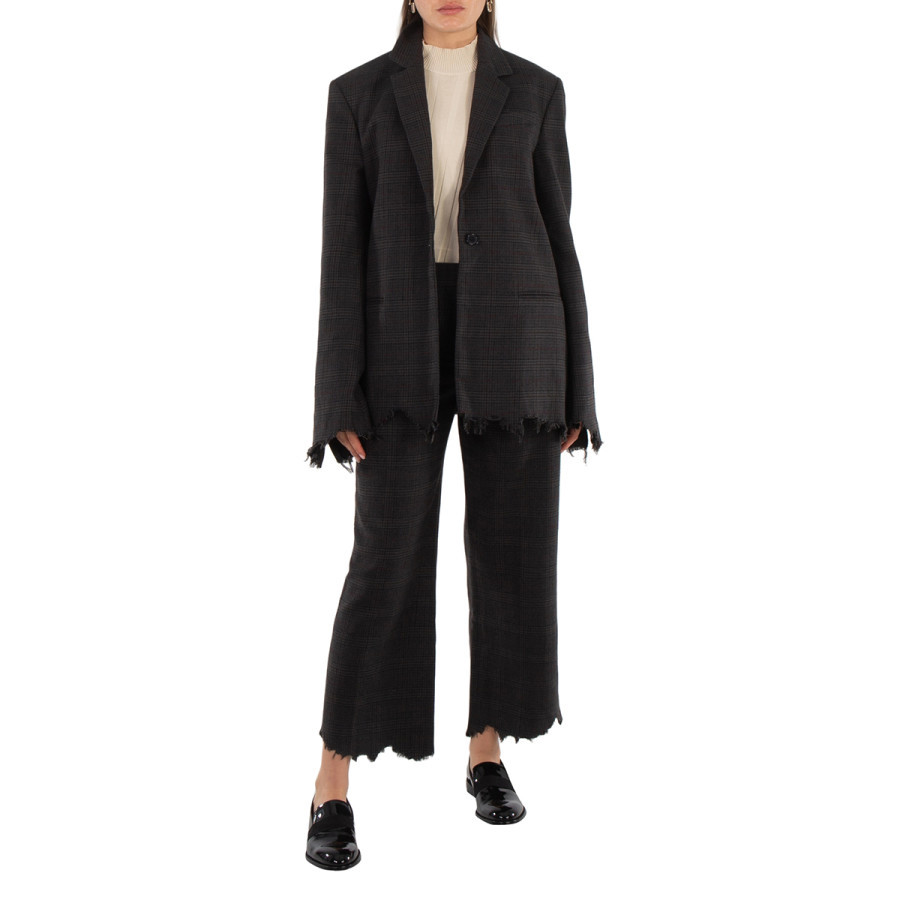 JW Anderson Ladies Grey Distressed-Effect Blazer, Size X-Small | Jomashop.com & JomaDeals.com