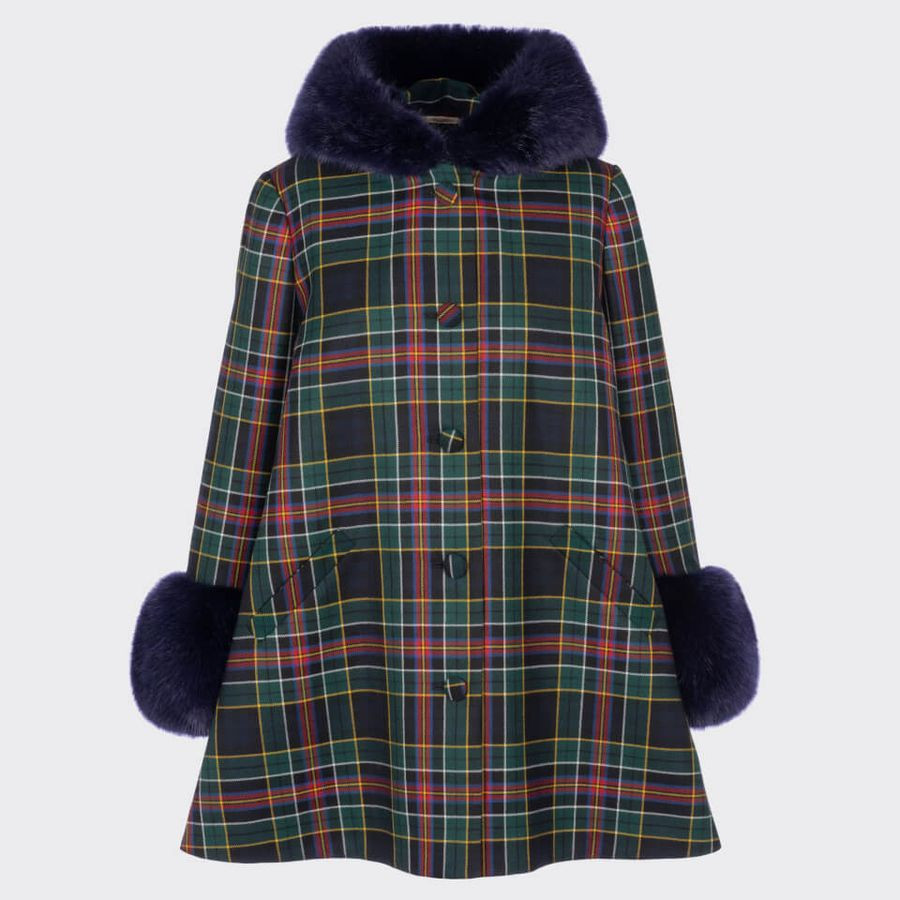 Shrimps Billie Faux Fur-Trimmed Tartan Wool Coat | Coggles (Global)