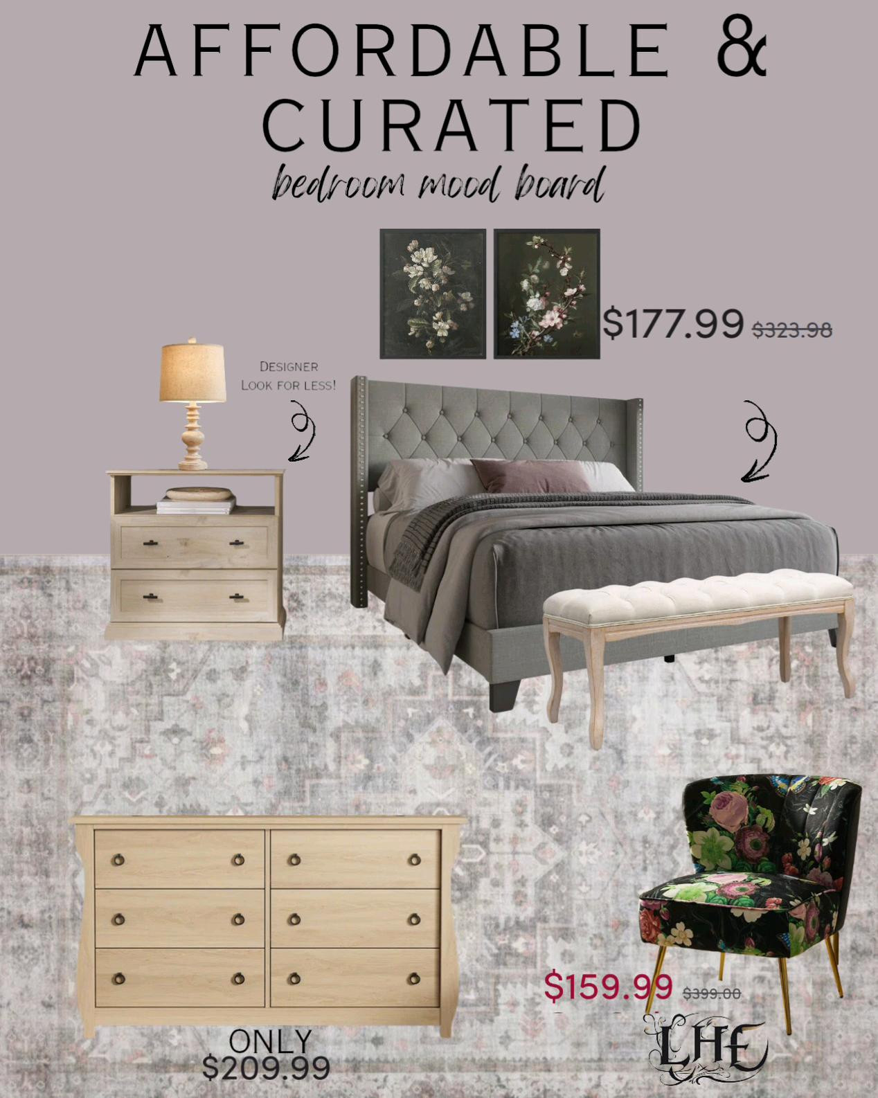 Affordable and curated bedroom with some designer inspired finds! Shop these deals by clicking the thumbnails below 👇... modern farmhouse bedroom, affordable nightstands, designer inspired, designer looks for less, mood board, moody bedroom, bedroom mood board, wall art, moody wall art, furniture sale, affordable furniture, affordable bedroom, affordable rugs, accent chair, dresser, dresser furniture, teen girl bedroom, teen girl room, bedroom inspo, bedroom rug, bedroom lamp, bedroom furniture, bedroom wall art, wayfair bedroom, bedroom wall decor

#LTKHome #LTKSaleAlert #LTKStyleTip