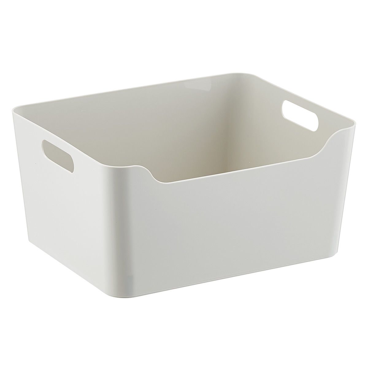 Large Plastic Storage Bin w/ Handles Light Grey | The Container Store