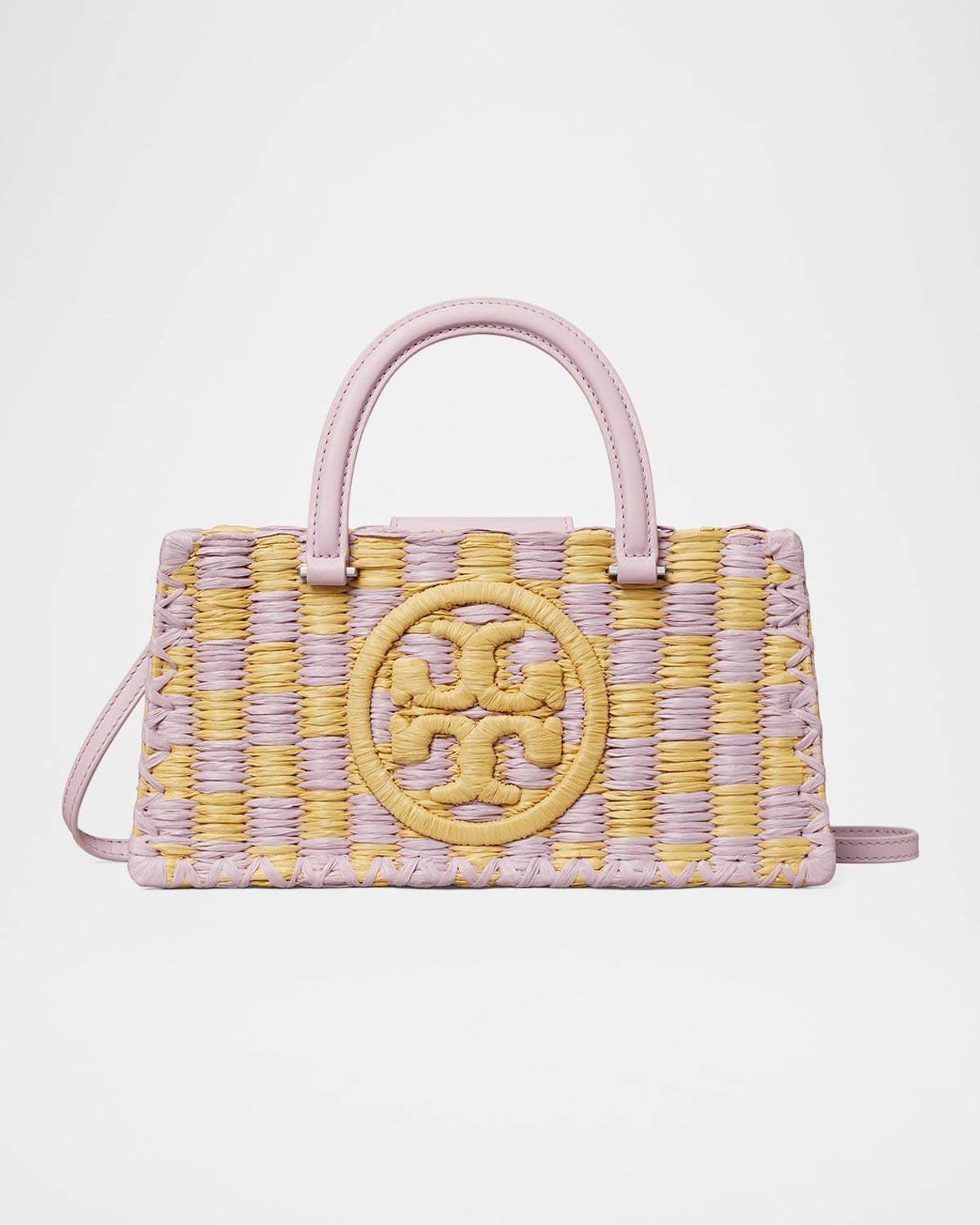 Ella Checkered Crochet Top-Handle Bag | Neiman Marcus