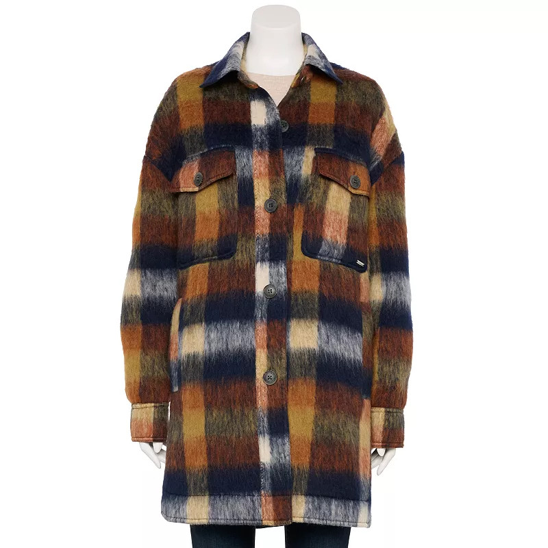 Women's Nine West Long Plaid Shacket | Kohl's