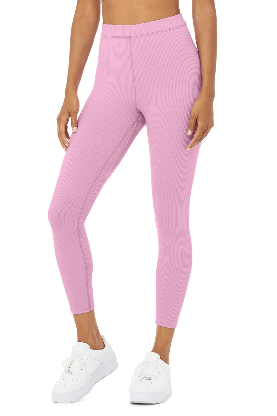 Alo YogaÅ½ | Ribbed High-Waist 7/8 Blissful Legging in Pink Lavender, Size: XS | Alo Yoga (US)