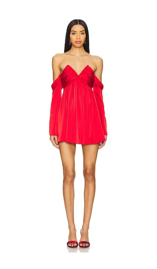 Regina Off Shoulder Dress in Cherry Red | Revolve Clothing (Global)