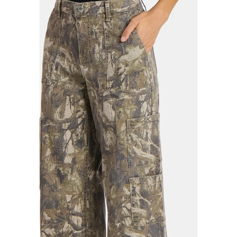 No Boundaries Cargo Wide Leg Jeans, 31" Inseam, Women's | Walmart (US)