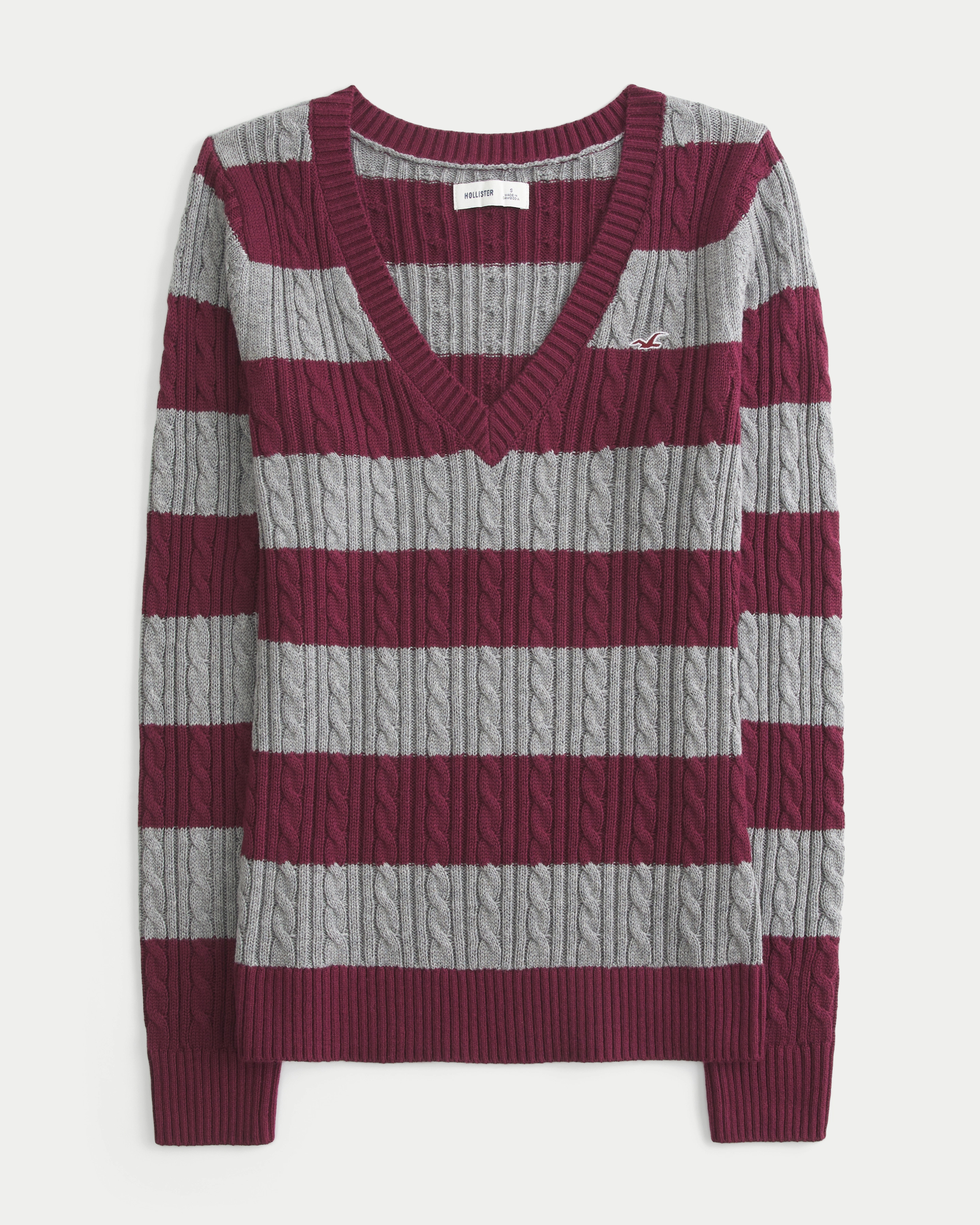 Cable-Knit V-Neck Icon Sweater | Hollister (US)