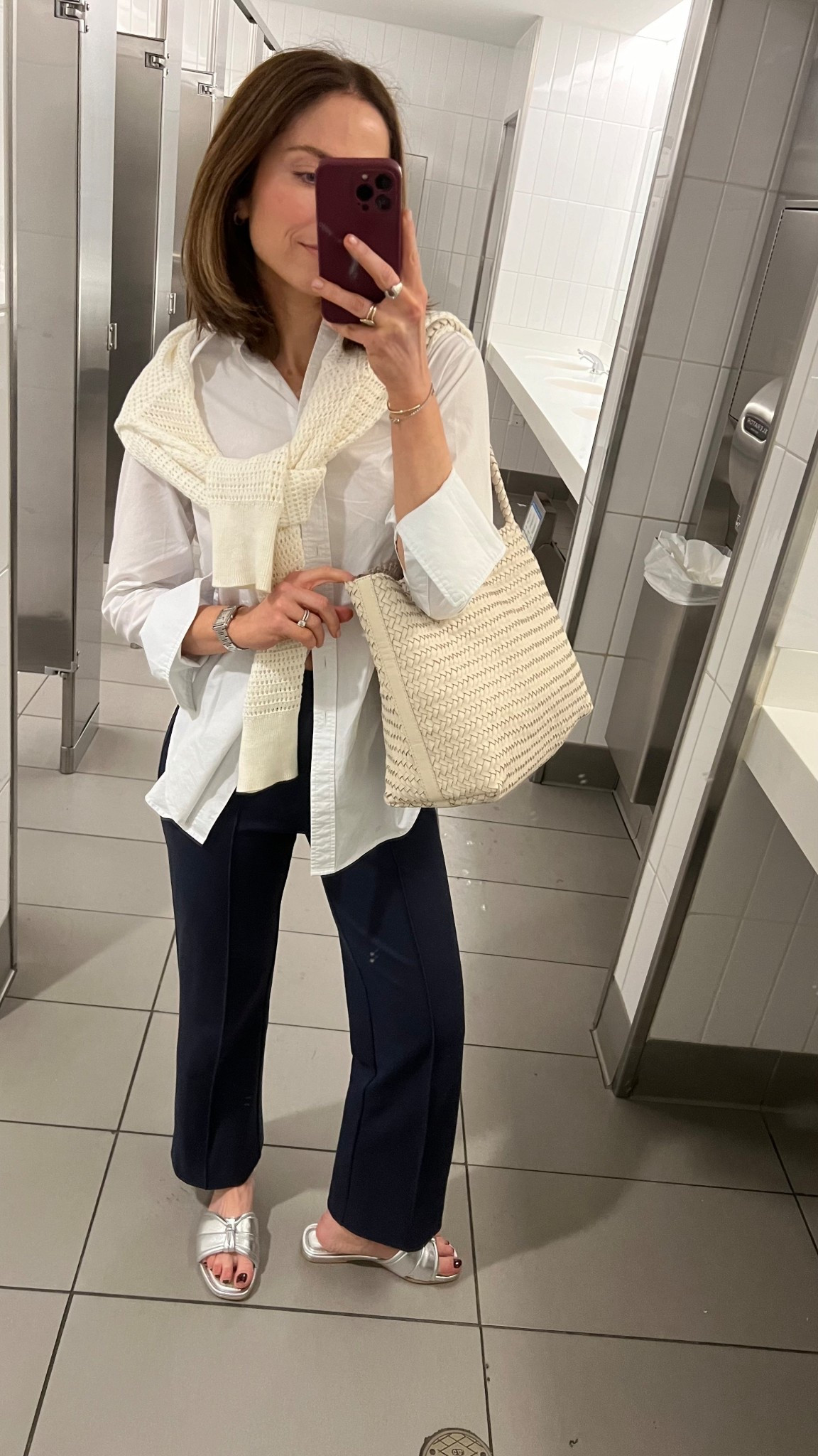Easy travel outfit for spring

Classic Six Donna Shirt
Varley open knit pullover
STAUD kick flare pants
Silver slide sandals (linked similar)
Madewell  leather tote bag

#LTKTravel #LTKStyleTip #LTKSeasonal