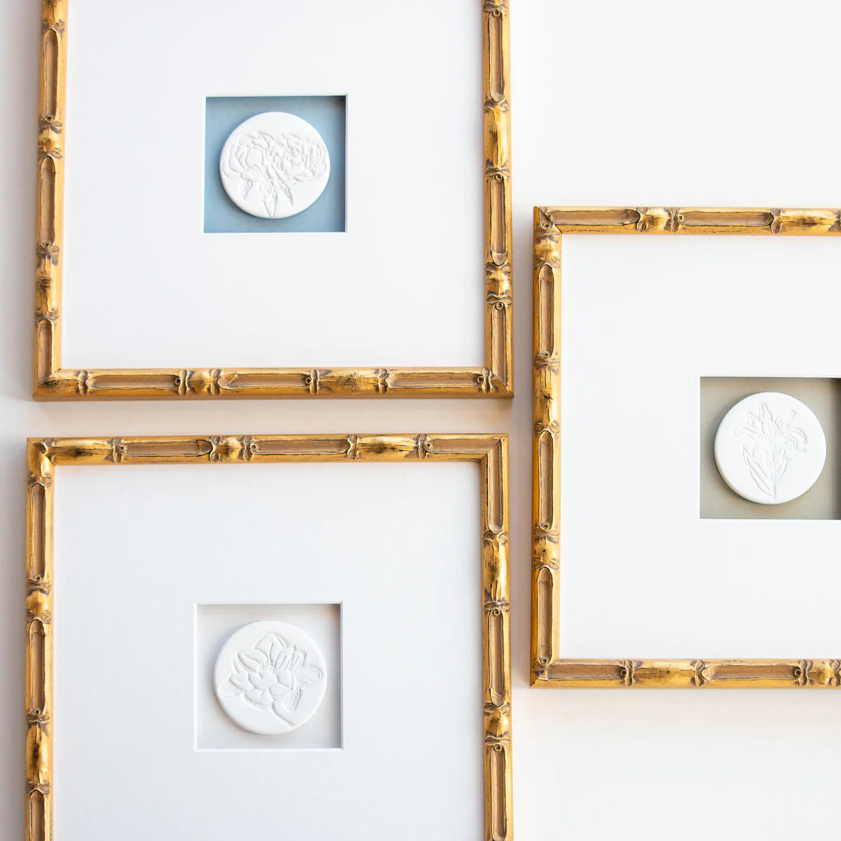 10x10 Antique Bamboo Framed Intaglio | Susan Gordon Pottery