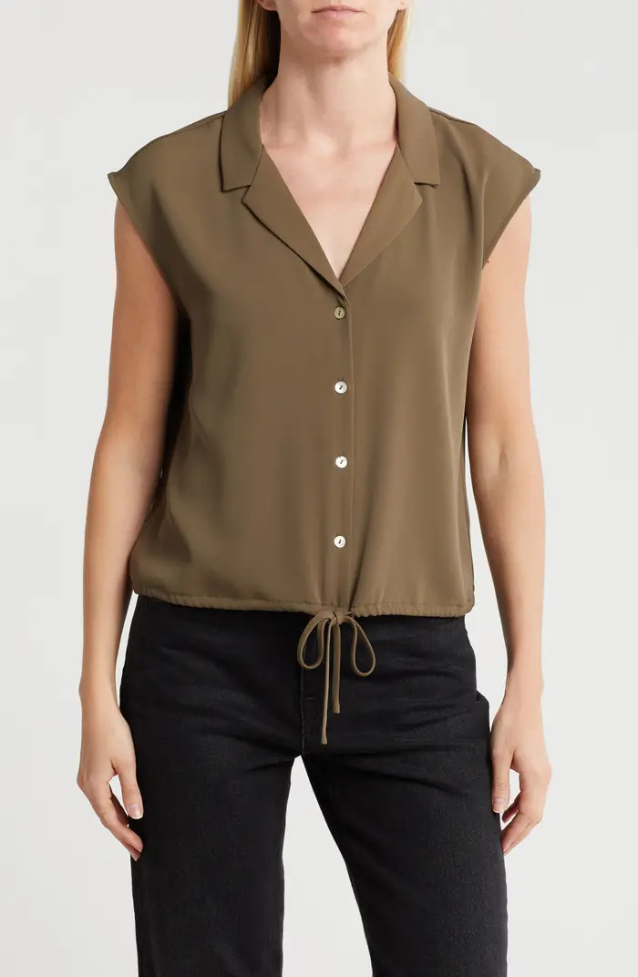 MELLODAY Drawstring Hem Sleeveless Button-Up Shirt | Nordstromrack | Nordstrom Rack