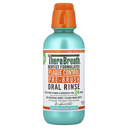 TheraBreath, Plaque Control Pre-Brush Oral Rinse, Refreshing Mint, 16 fl oz (473 ml) | iHerb