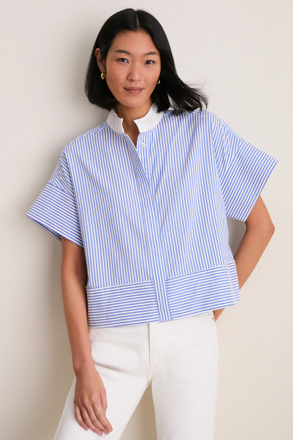 White Trapunto Stitch Sofia Shirt | Tuckernuck (US)