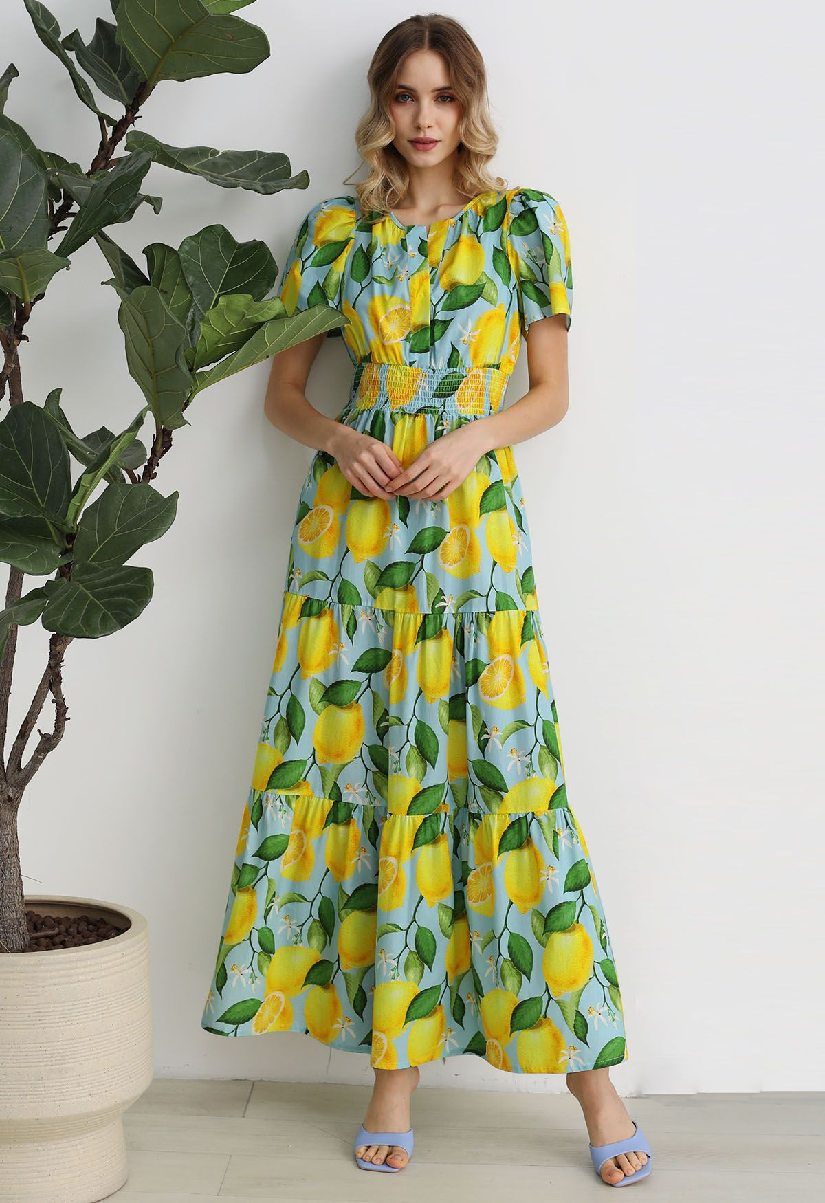Zesty Yellow Lemon Printed Maxi Dress | Chicwish