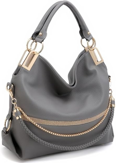 Dasein Women's Large Hobo Bag with Rhinestone Accents Vegan Leather Tote Purse Shoulder Handbag f... | Amazon (US)