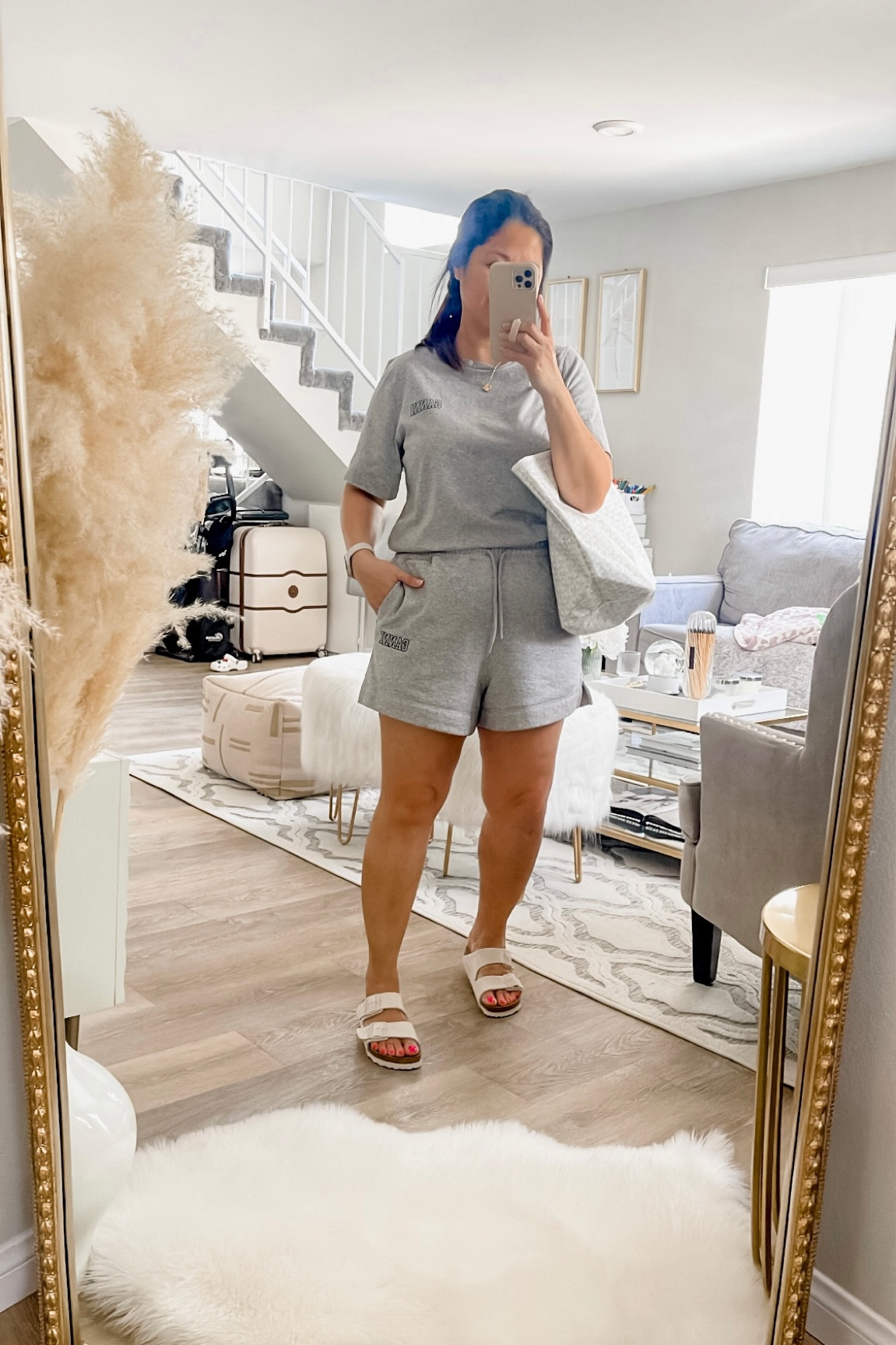 Ganni lounge set
Shirt -Large
Shorts- Medium
Birkenstock Arizona Antique white tts 

#LTKshoecrush #LTKstyletip