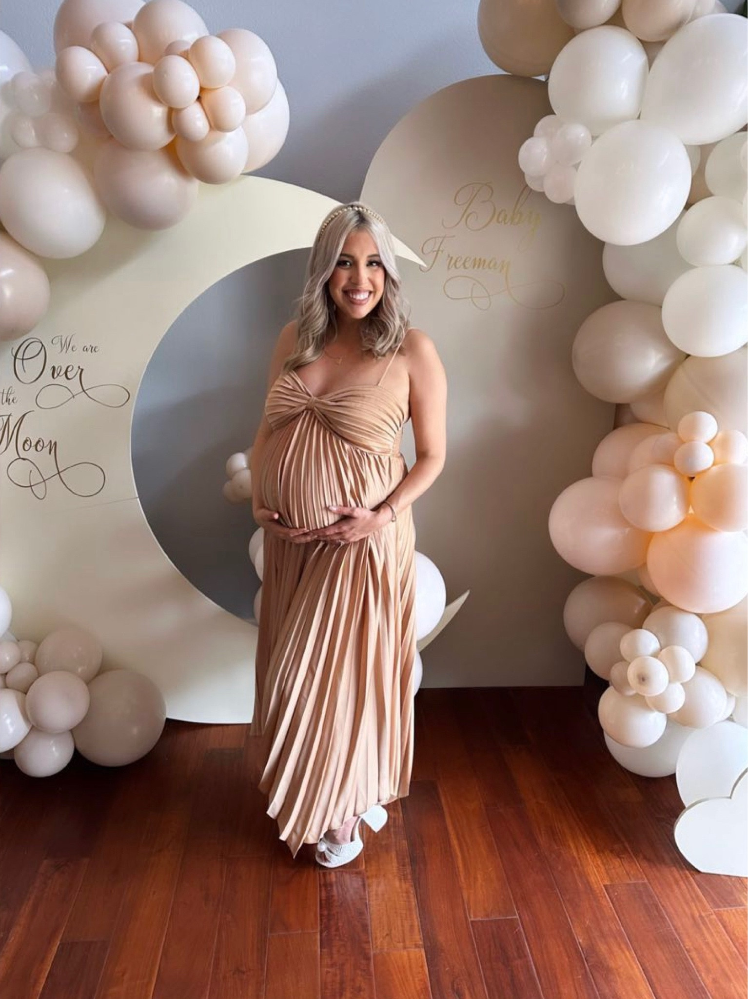 Wearing a size 10.  This dress is flowy and stretchy with plenty of room to grow, perfect for bumps! 

#LTKwedding #LTKbaby #LTKbump