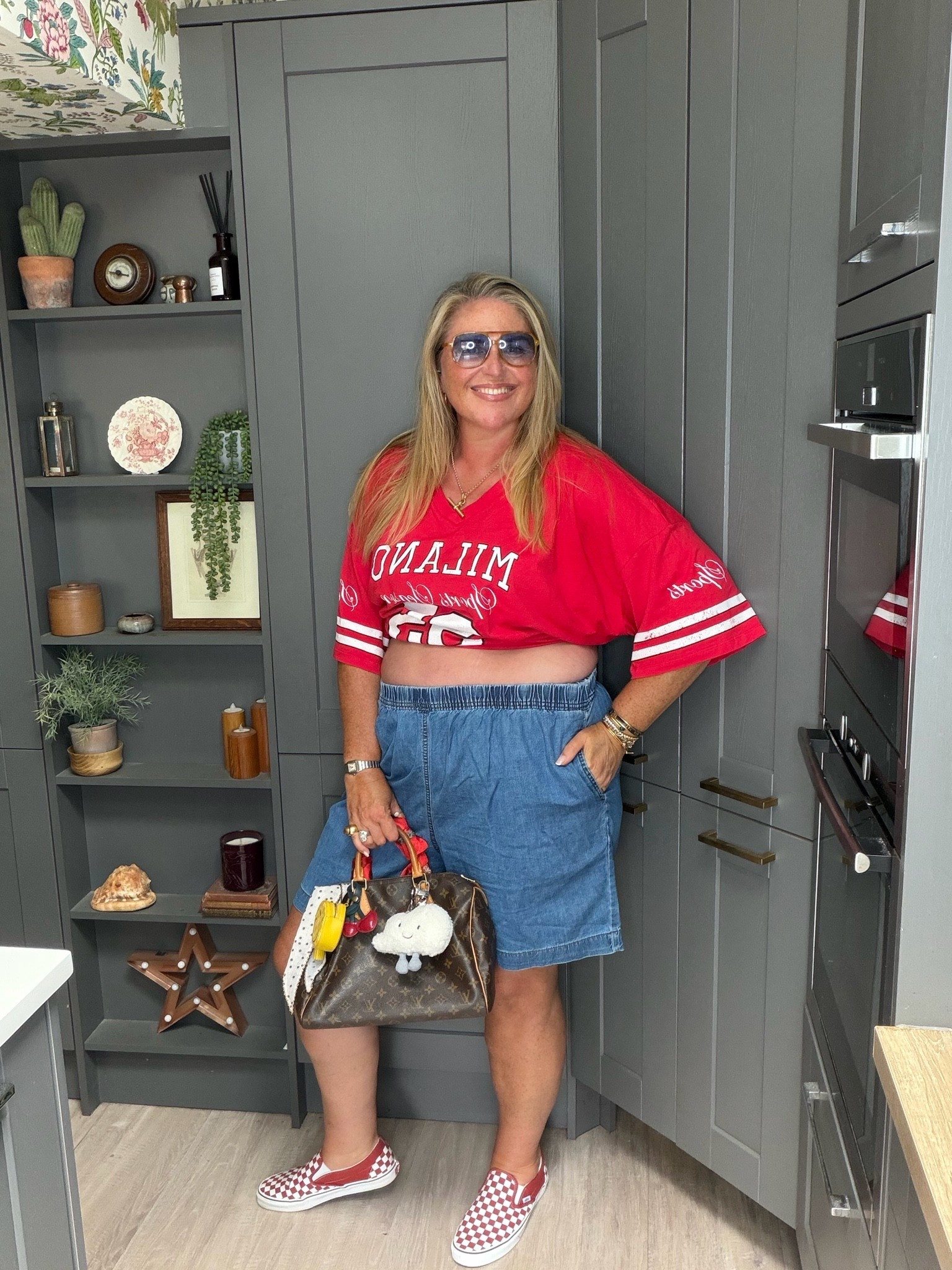 Red tshirt, denim shorts, red vans, brown bag, sunglasses

#LTKplussize #LTKsummer #LTKstyletip