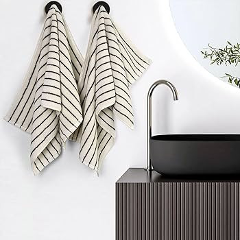 Jacquotha Black and White Striped Hand Towels for Bathroom, Vintage Kitchen Decor, Guest Use, Adu... | Amazon (US)