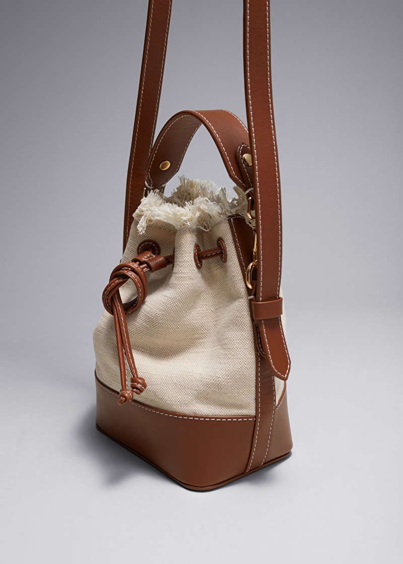 Leather-Trimmed Canvas Bucket Bag | & Other Stories US