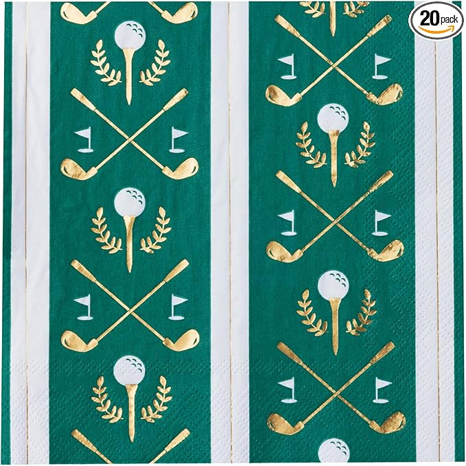 Bonjour Fête Le Golf Large Paper Party Napkins | 3-Ply Sporty Napkins for Outdoor Events, Father... | Amazon (US)
