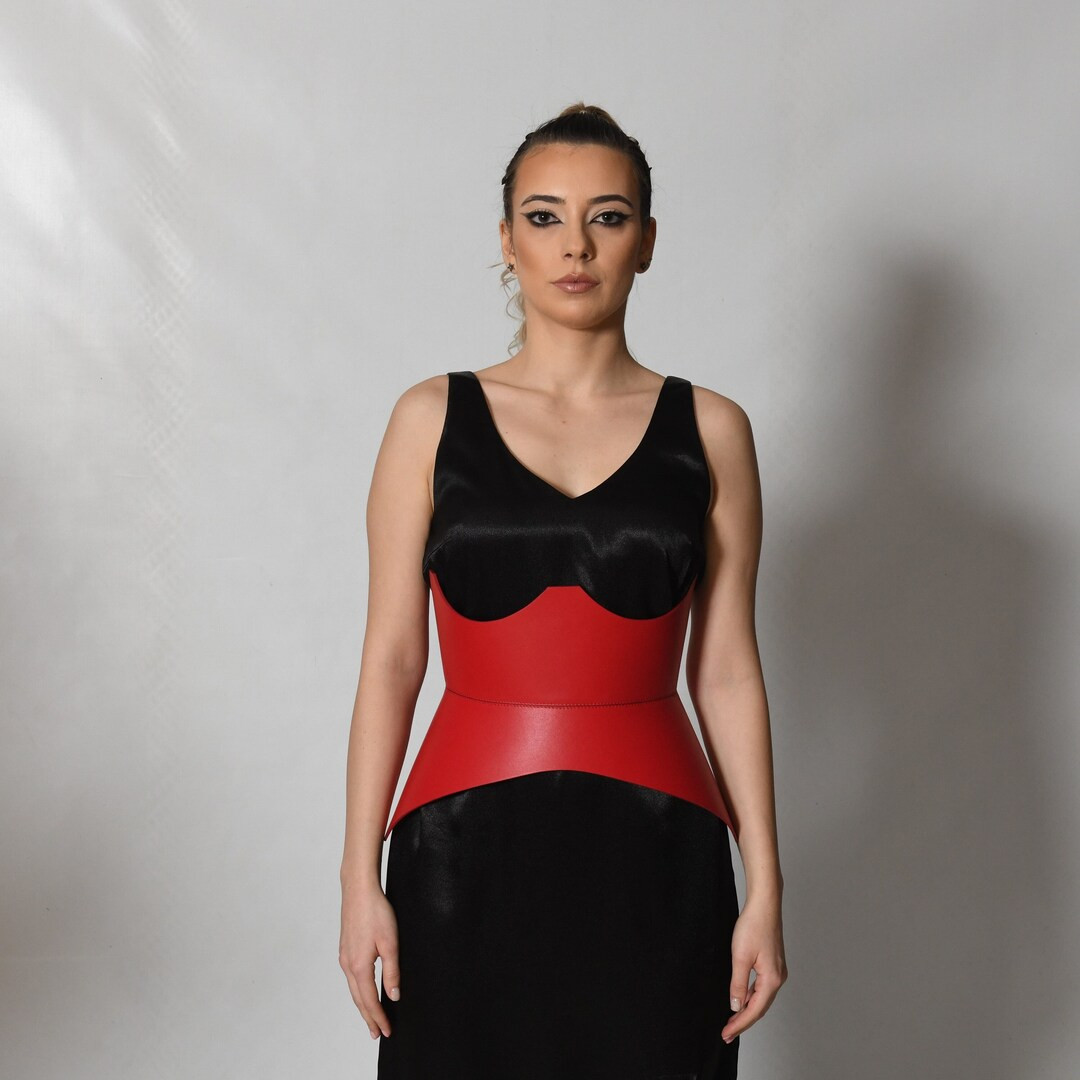 XO Red Leather Corset, XXS-5XL, Hourglass wide belt, Plain leather belt hips and waist, Curved le... | Etsy (US)