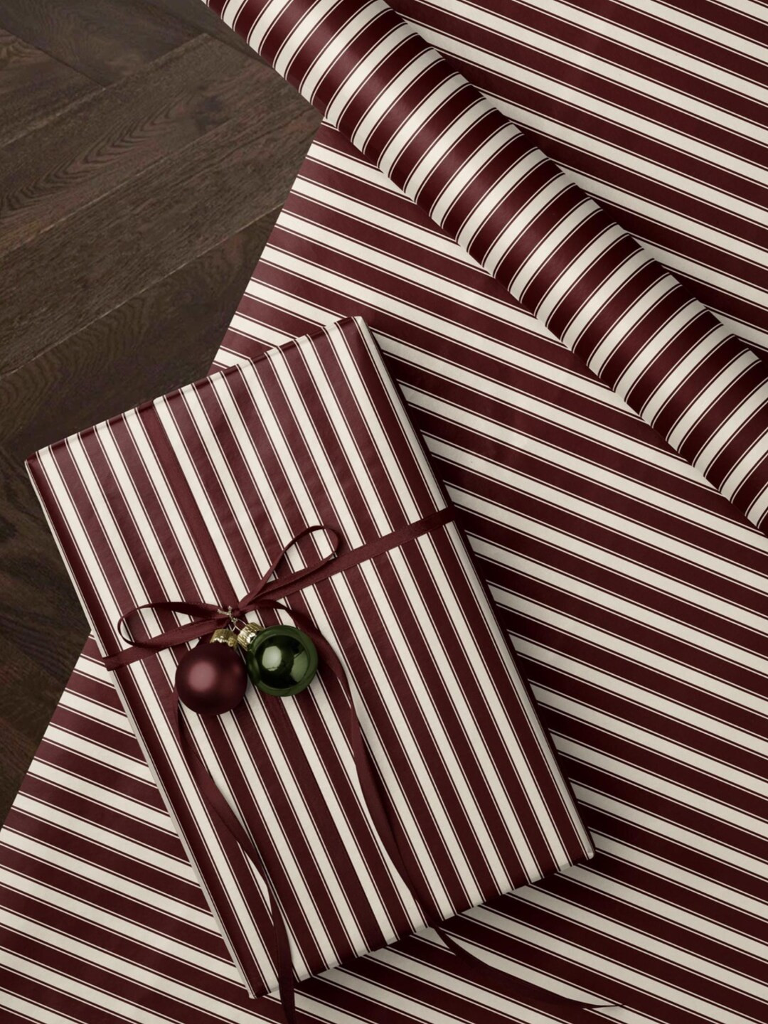 Classic Red Striped Christmas Wrapping Paper. Vintage Striped Holiday Gift Wrap. Elegant Christma... | Etsy (US)